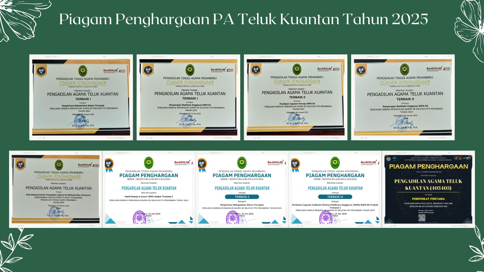 Piagam Penghargaan PA Teluk Kuantan Tahun 2025